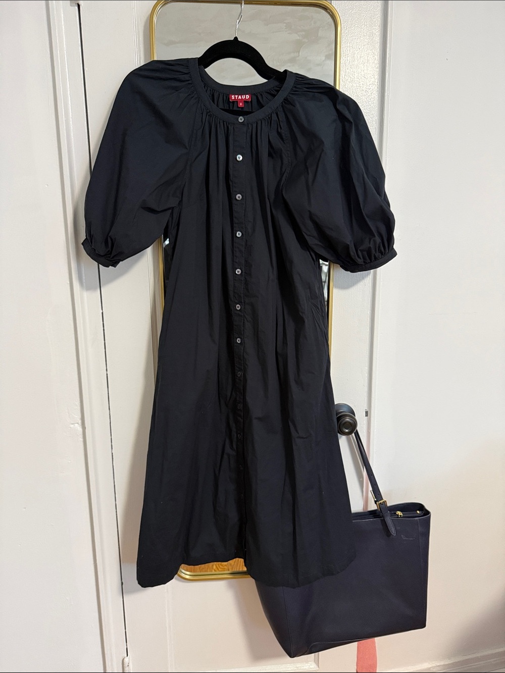 Staud Vincent black button down dress
